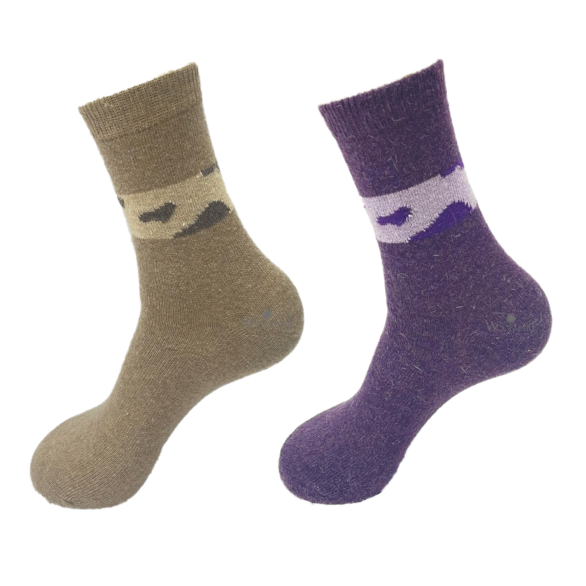 Warm Socks (Pack of 2) Beige & Purple