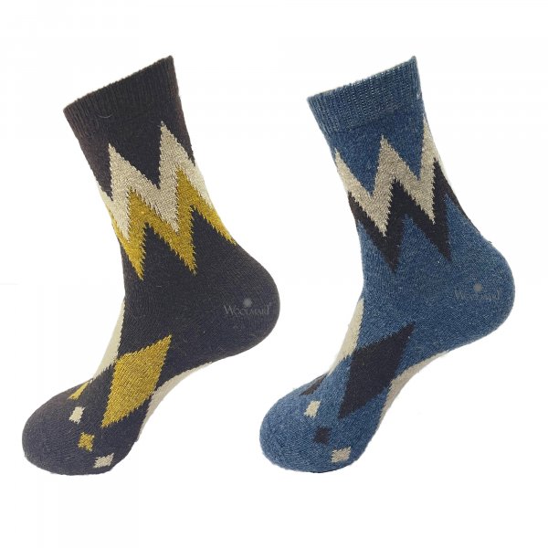 Warm Socks (Pack of 2) Brown &amp; Blue