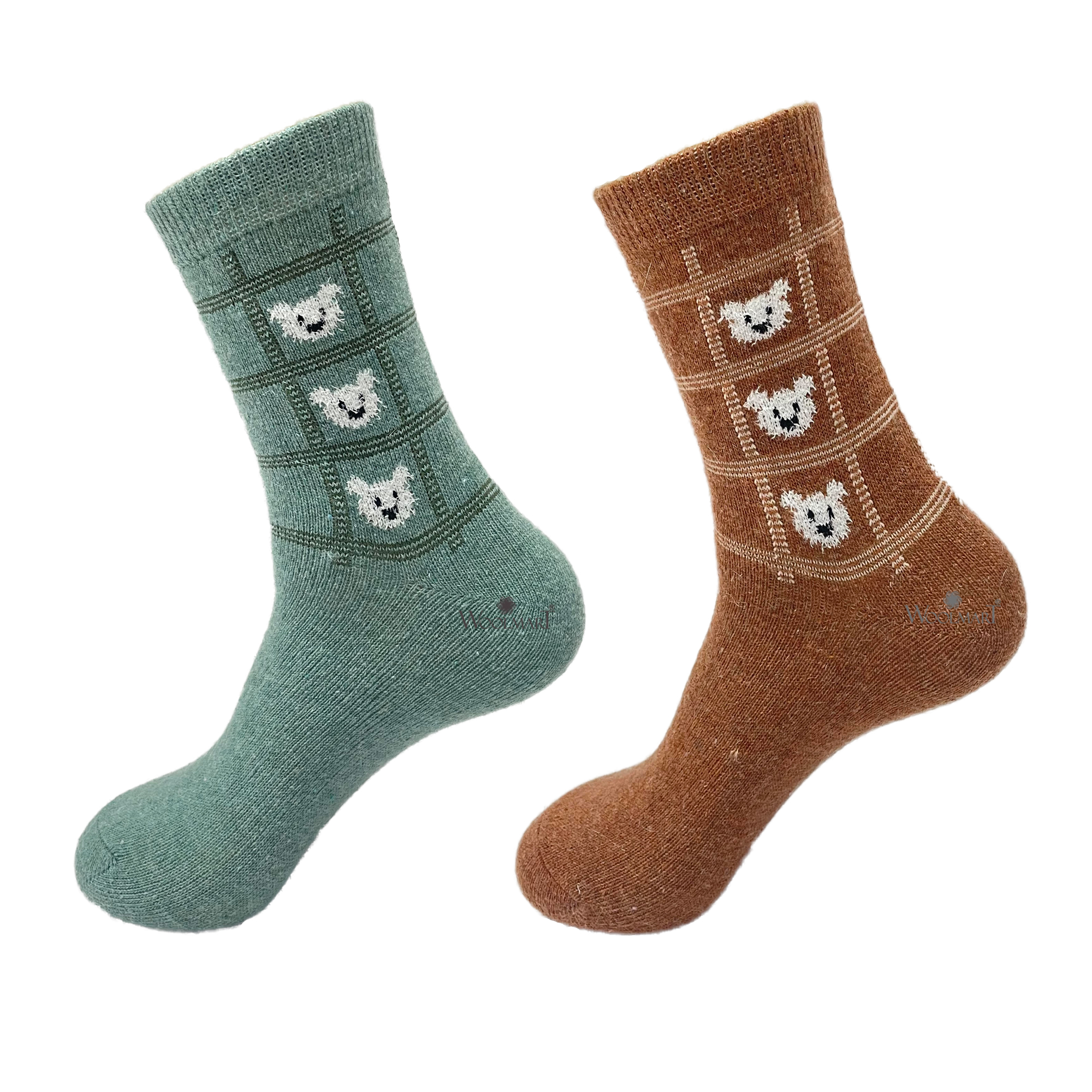 Warm Socks (Pack of 2) Mint & Rust