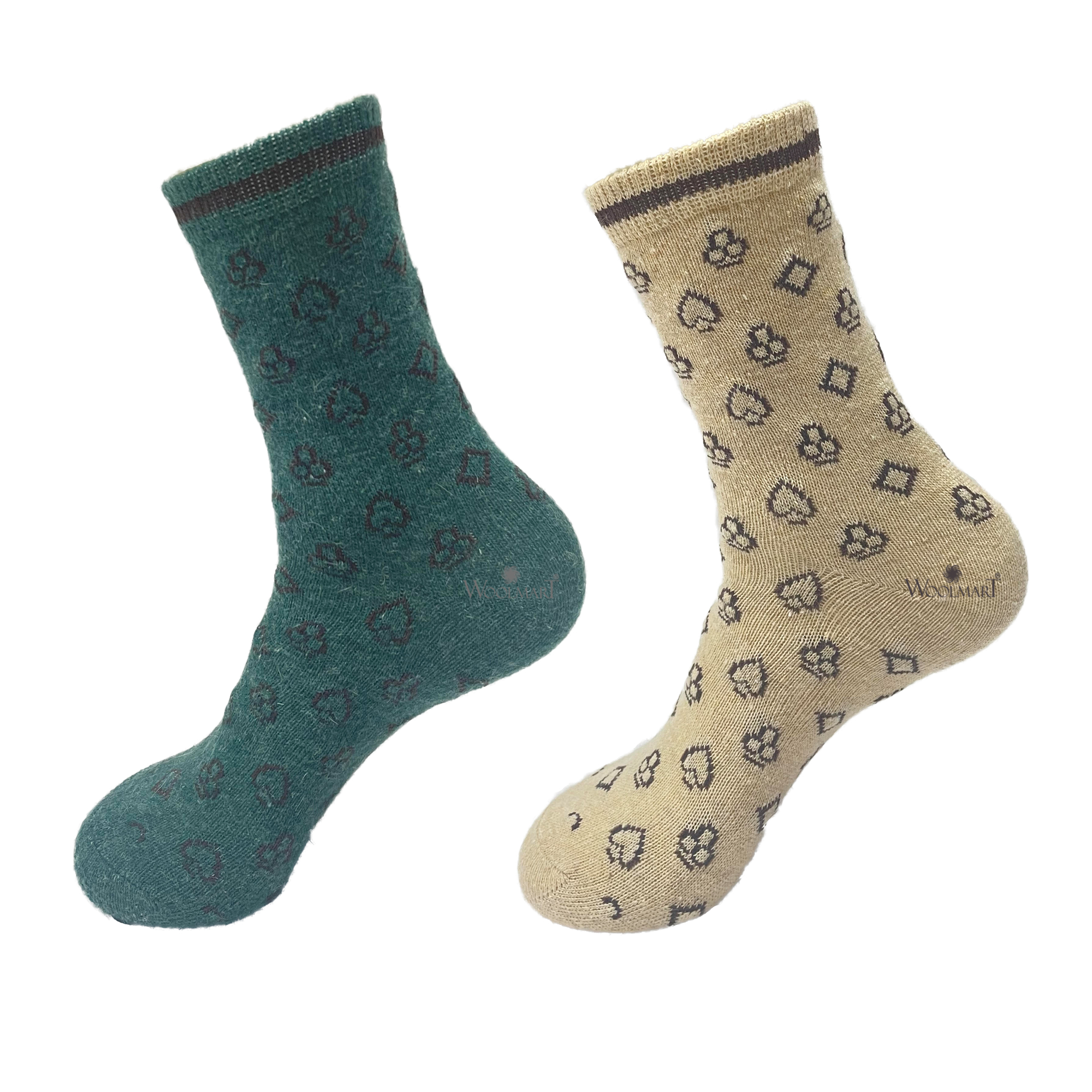 Warm Socks (Pack of 2) Olive & Beige